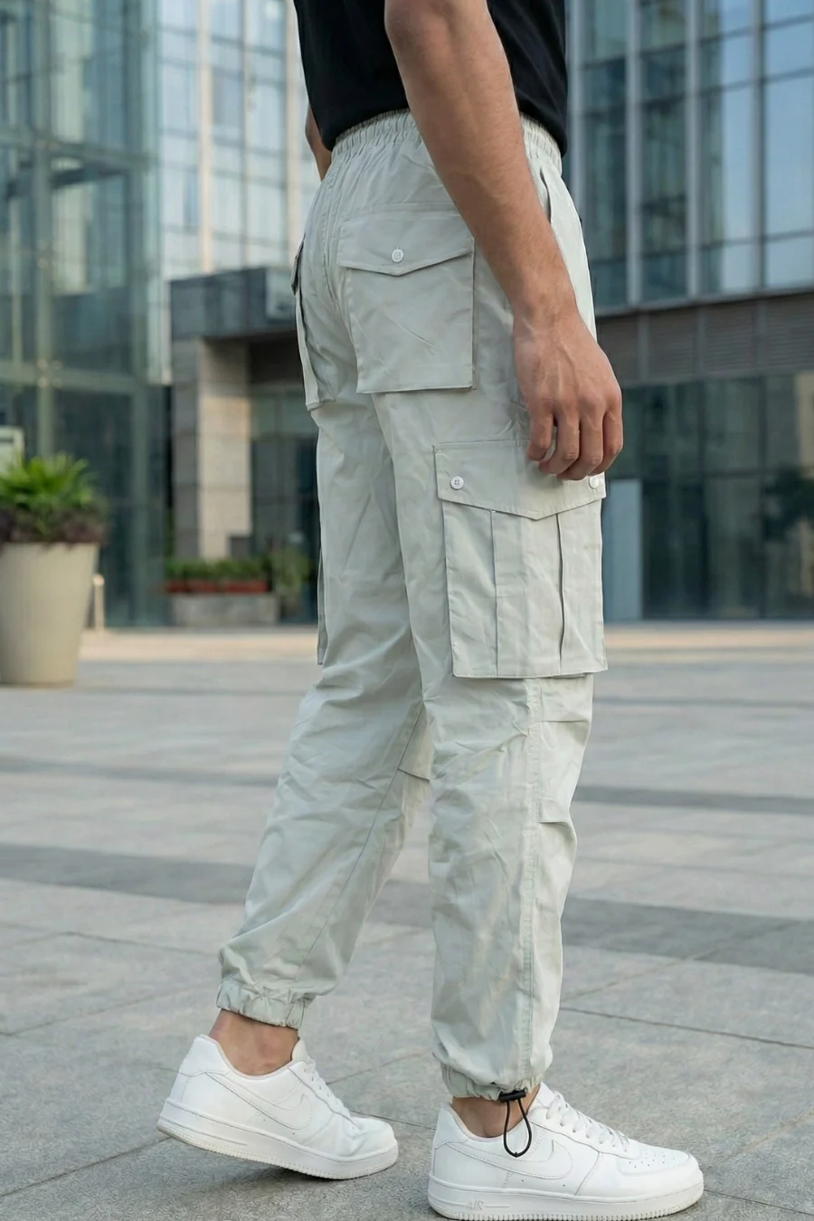 Nomad Light Grey Cotton Air Cargo Pants - Image 4