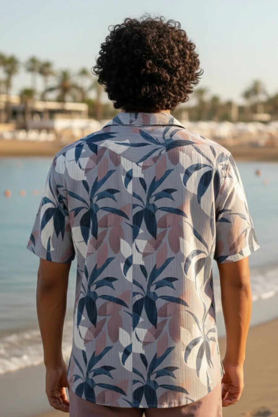 Nova Grey Floral Printed Corduroy Cuban Collar Half Sleeves Shirt - Image 5