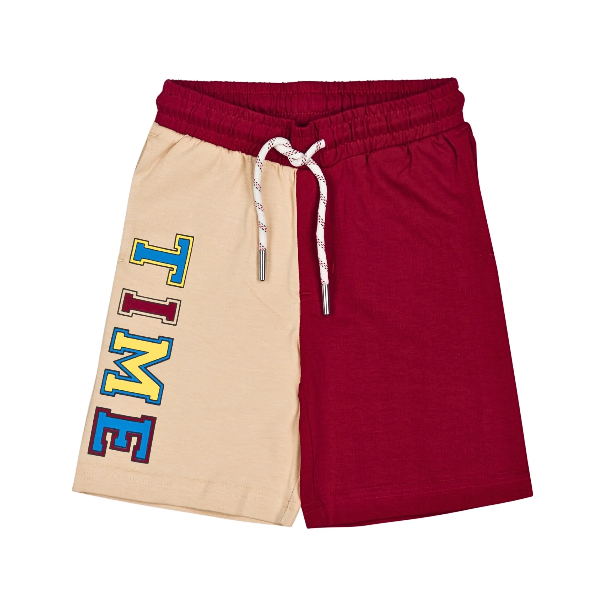 One Time Maroon & Beige Printed Boys T-Shirt with Shorts 2-8 Yrs - Image 4