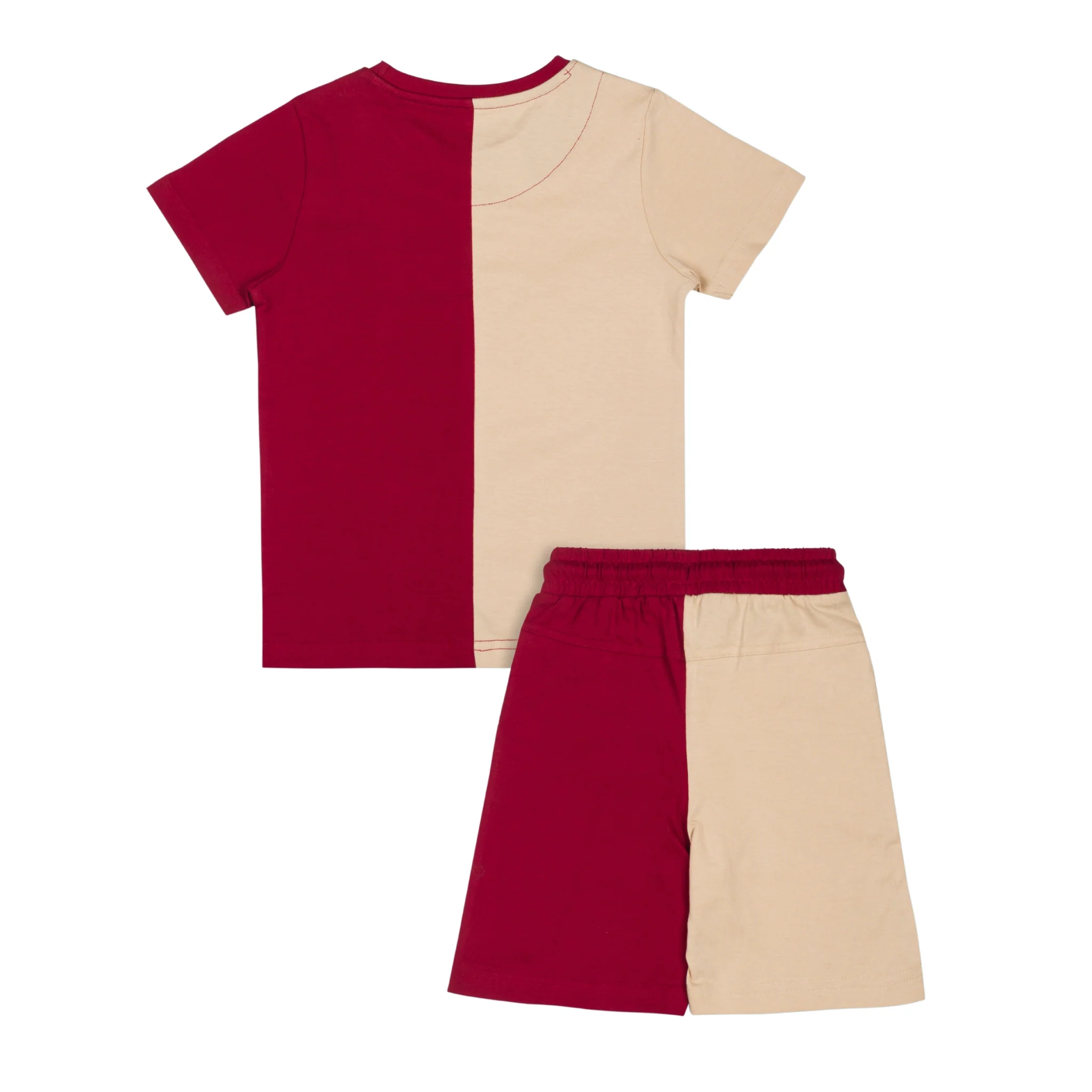 One Time Maroon & Beige Printed Boys T-Shirt with Shorts 2-8 Yrs - Image 5