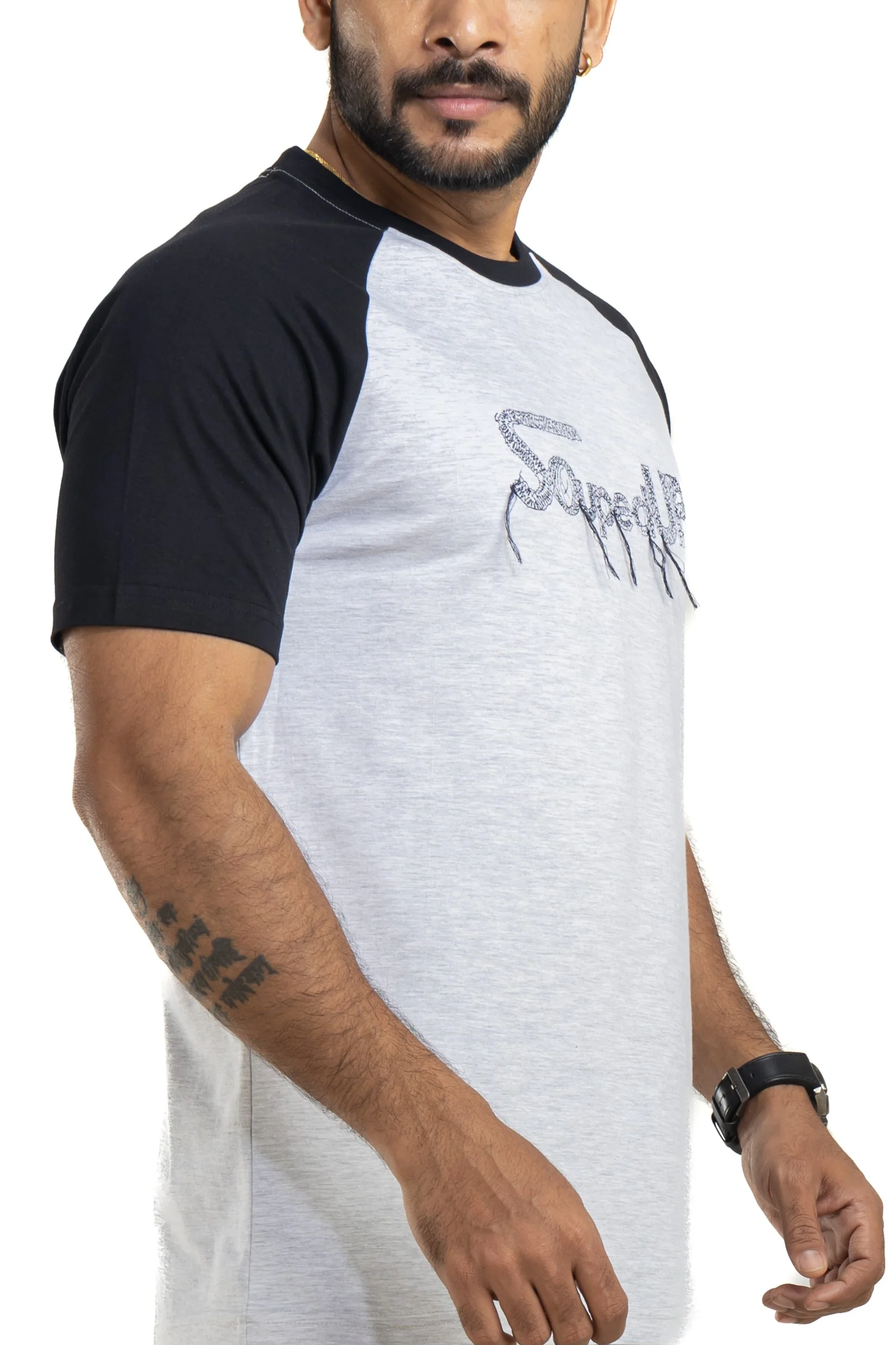 Souped Up Reglan Gray Embroidered T-Shirt - Image 6
