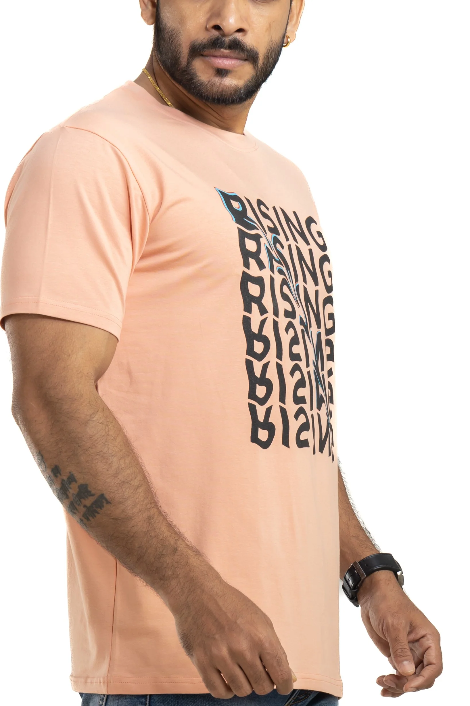 Rising Deep Peach 4 Way Stretch Printed T-Shirt - Image 6