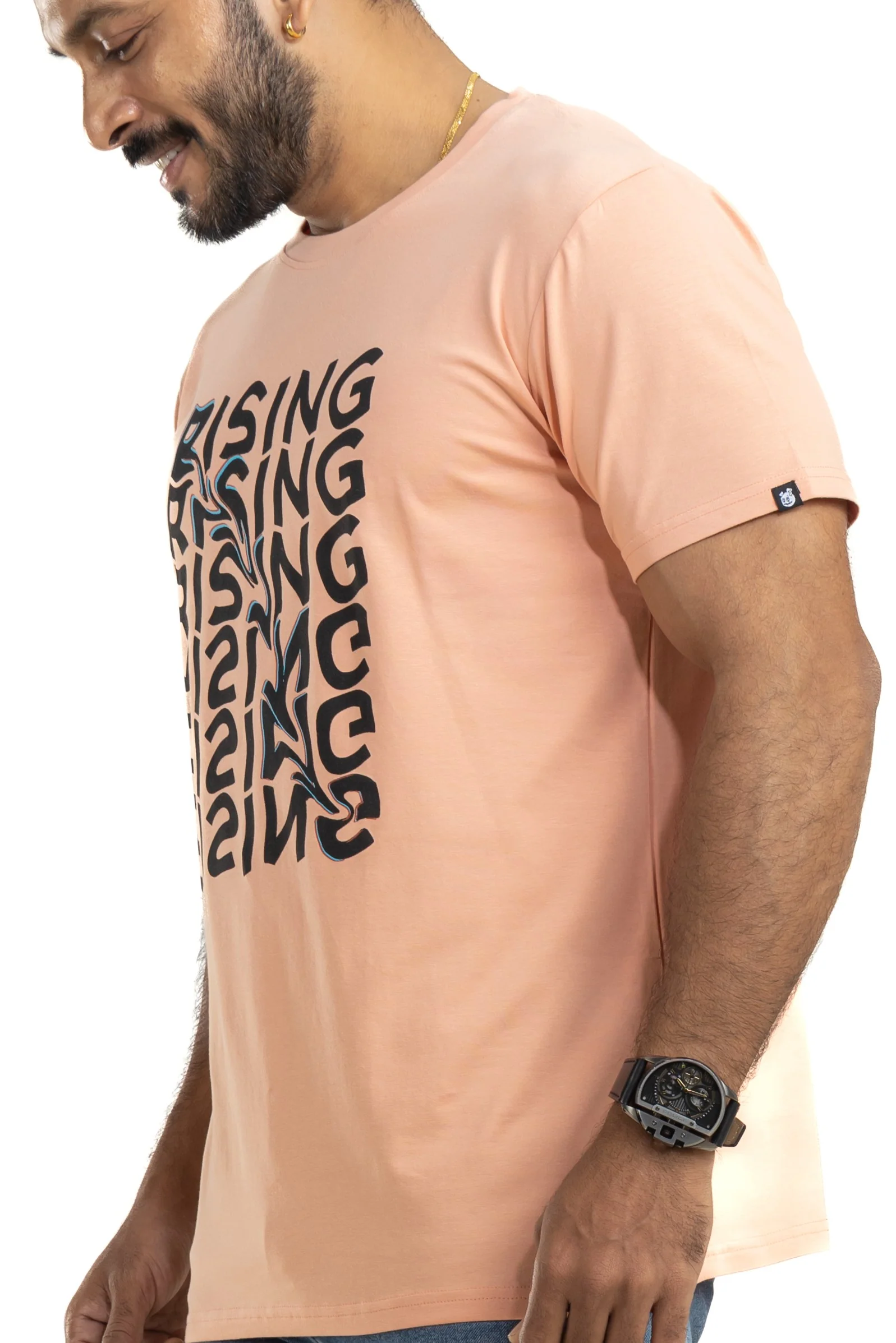 Rising Deep Peach 4 Way Stretch Printed T-Shirt - Image 7