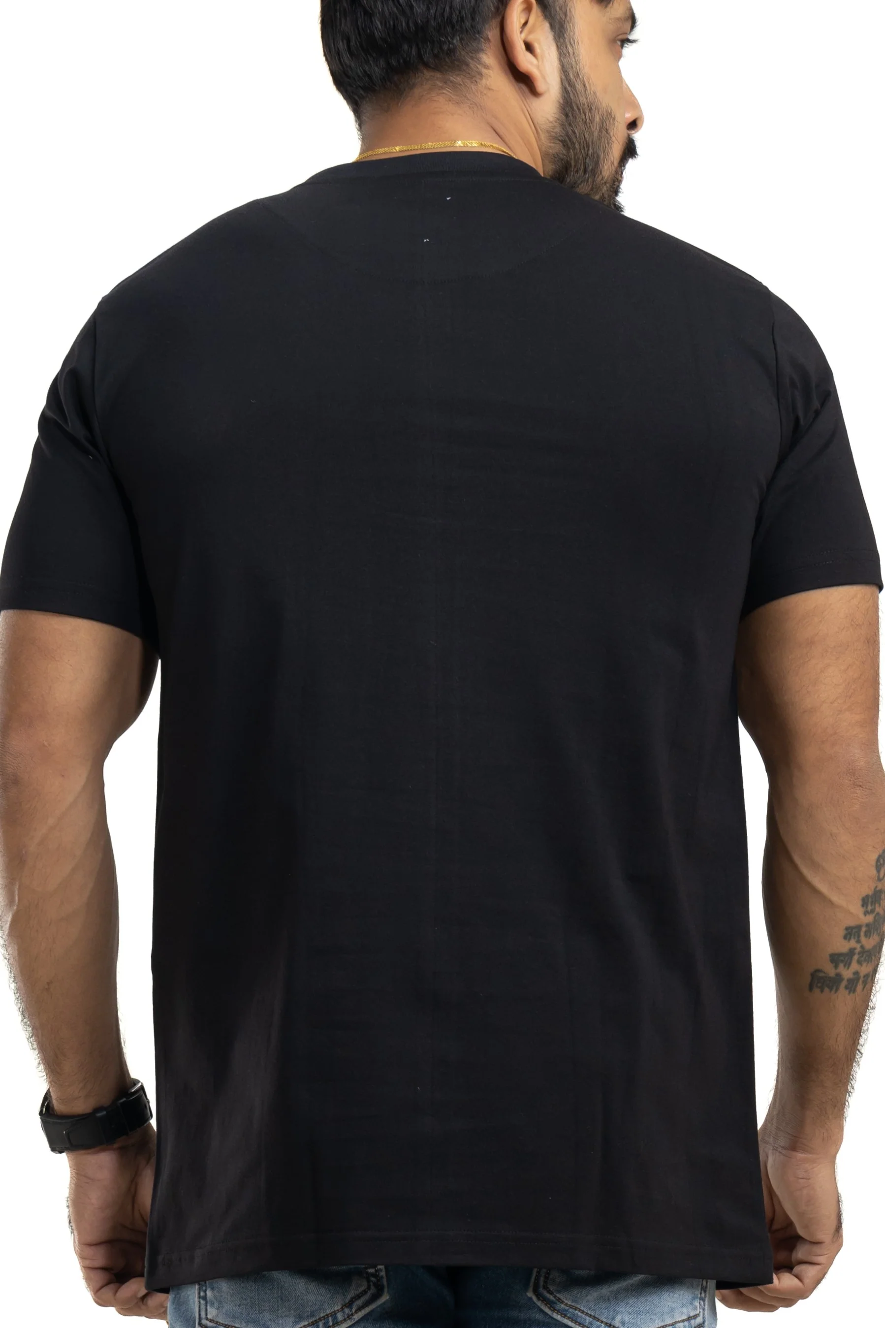 Souped Up Jet Black Printed & Embroidered T-Shirt - Image 3