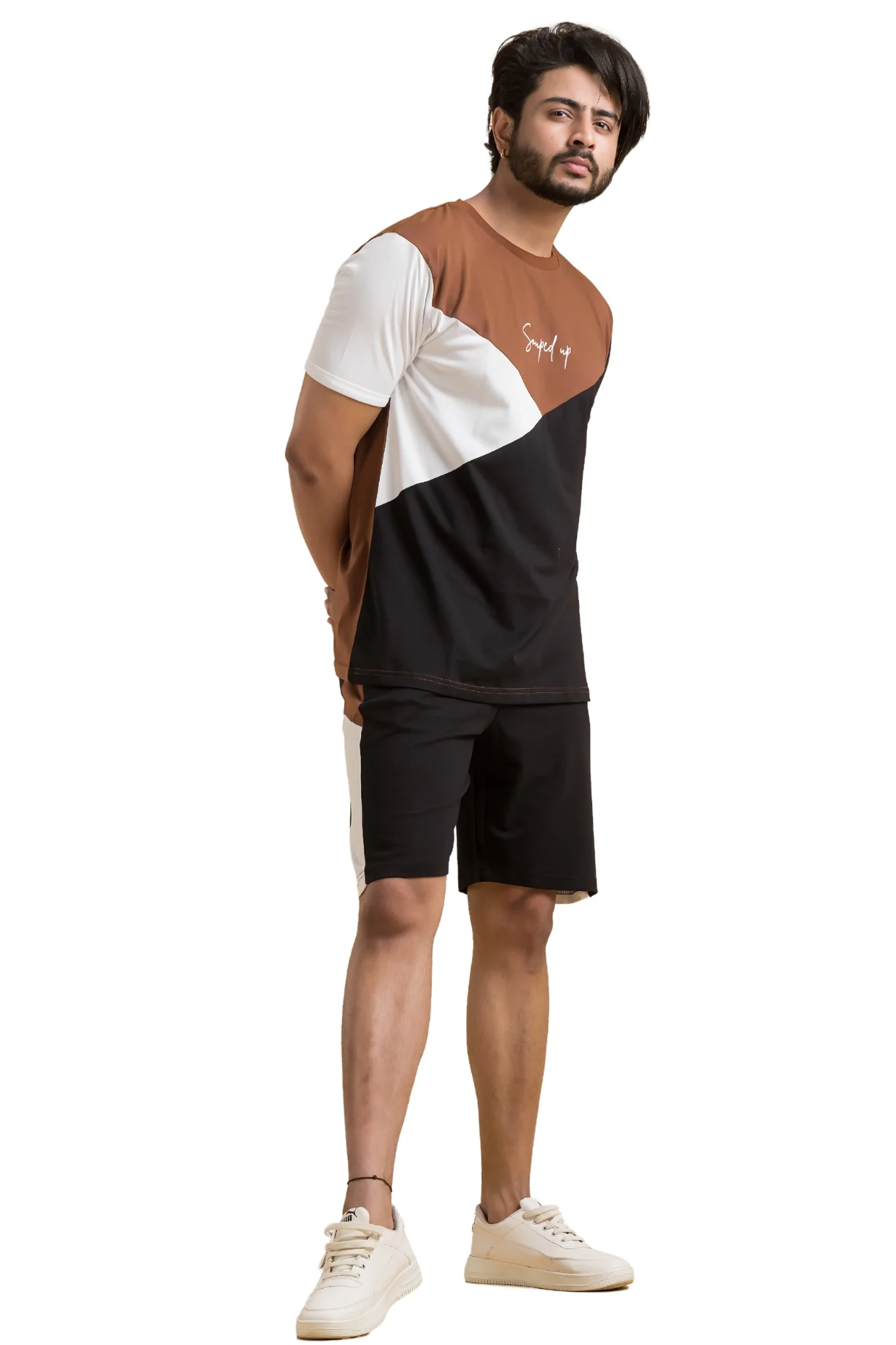 Souped Up Cut & Sew Co-Ords - Half Sleeves T-Shirt with Shorts - Image 4