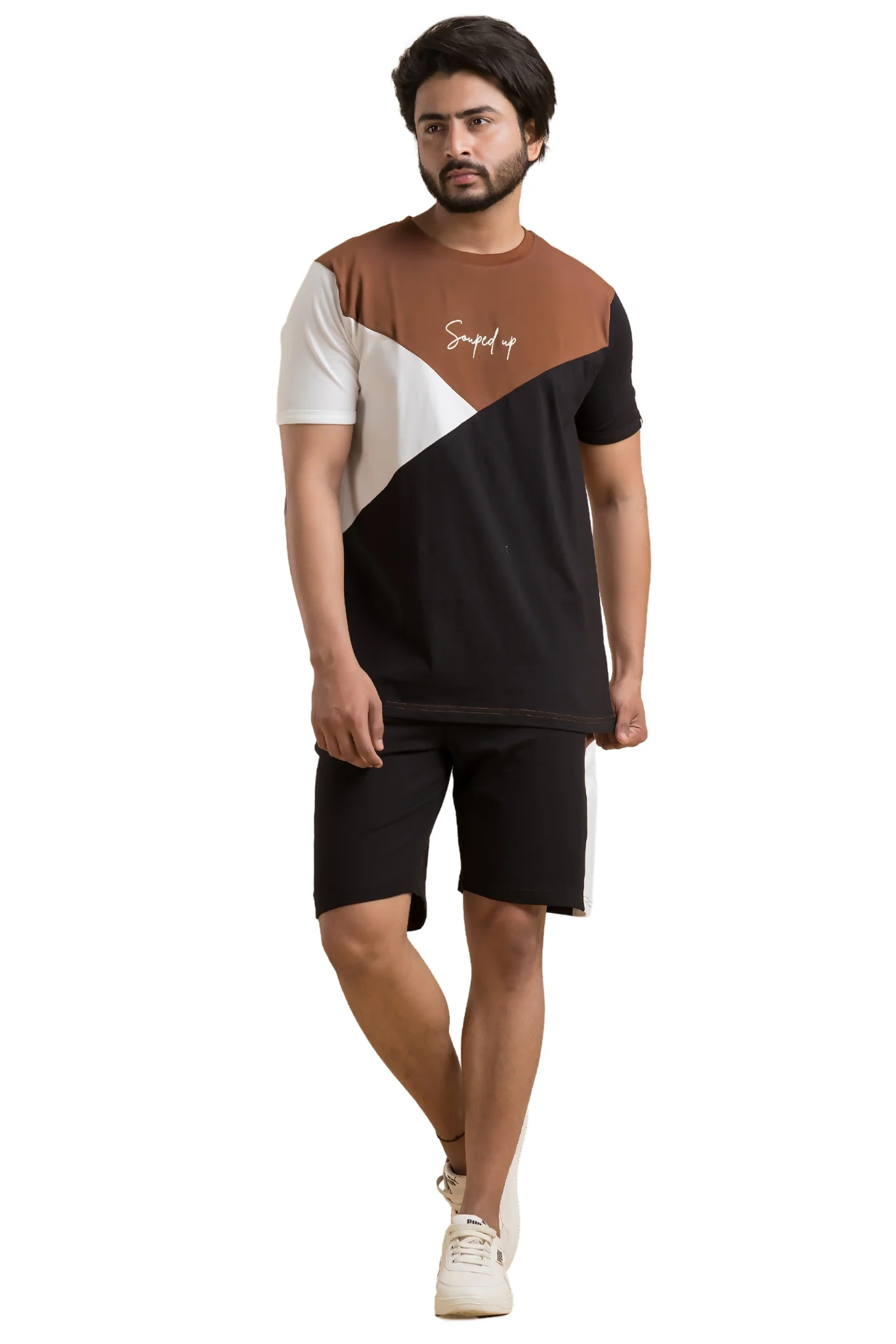 Souped Up Cut & Sew Co-Ords - Half Sleeves T-Shirt with Shorts - Image 6
