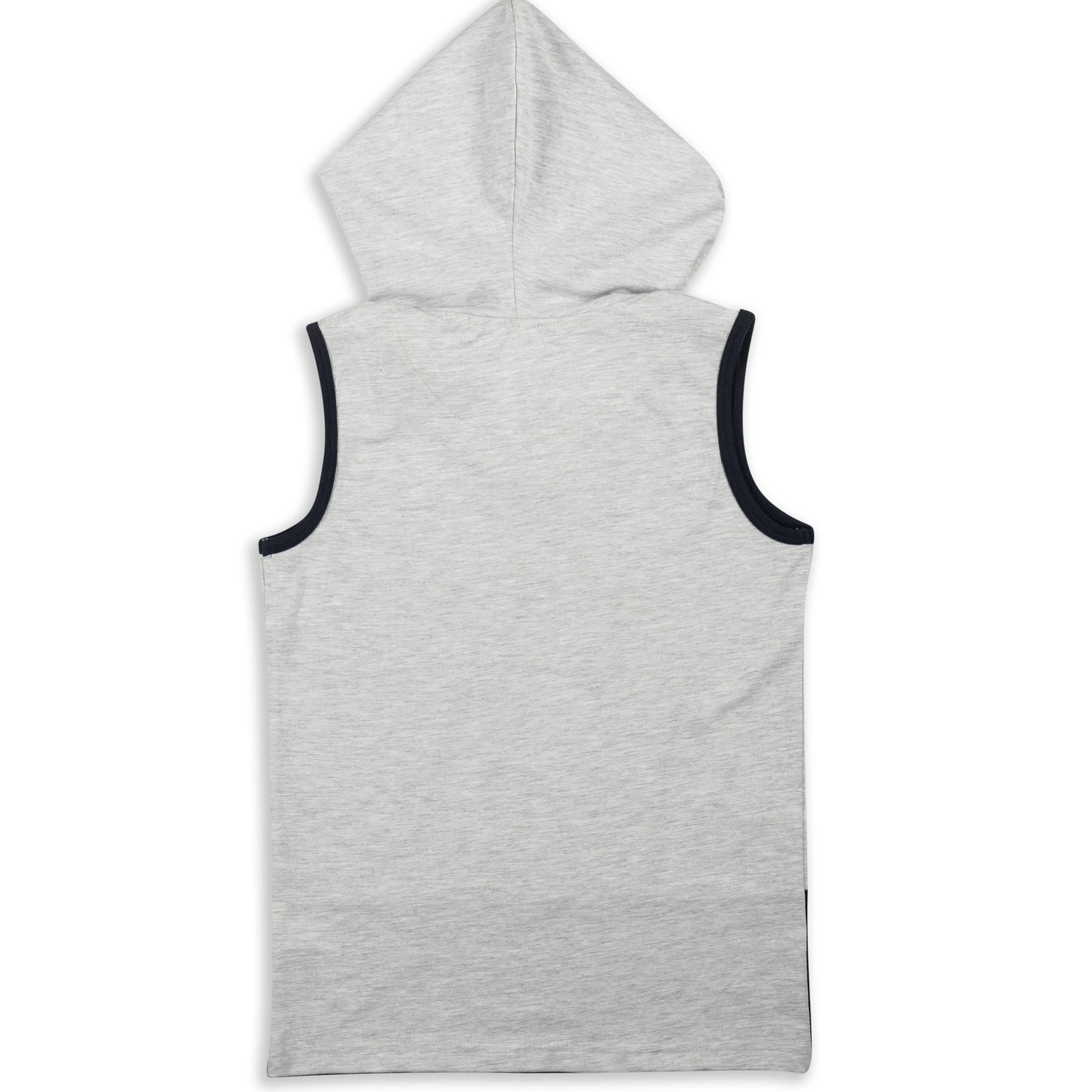 Sporty Gray Printed & Embroidered Sleeveless Boys Hood 8-14 Yrs - Image 3
