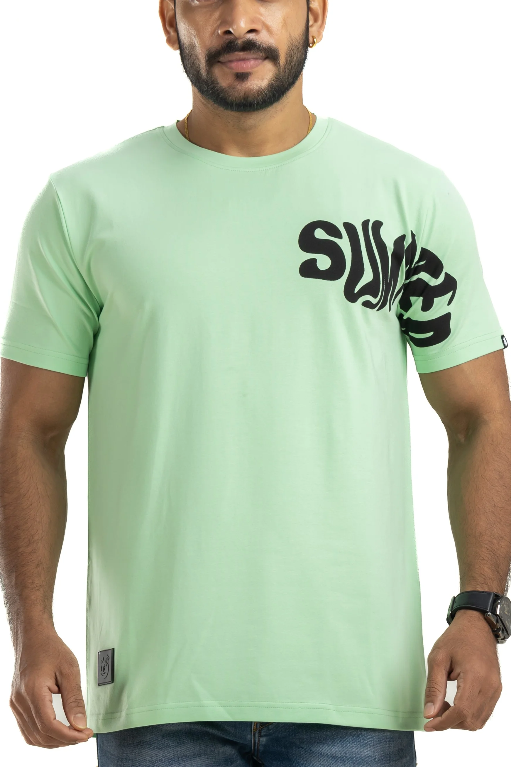 Summer Mint Green 4 Way Stretch Printed T-Shirt - Image 4