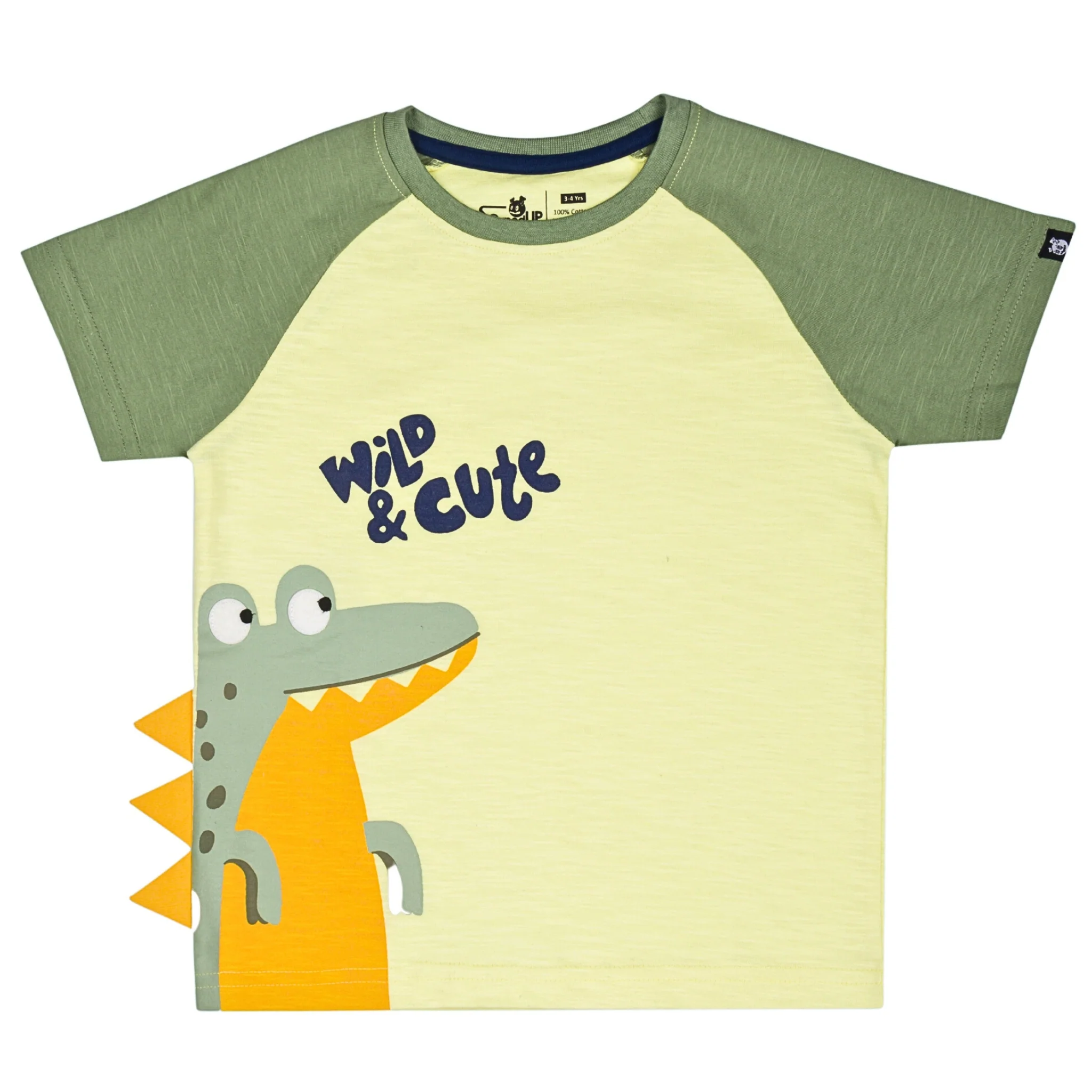 Wild Cute Lemon Printed Boys T-Shirt with Sage Green Shorts 2-8 Yrs - Image 3